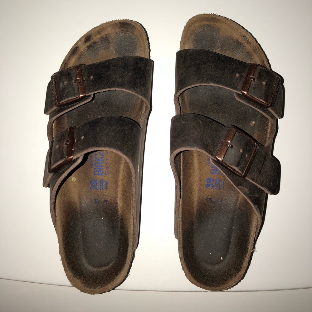 Dark brown leather Birkenstocks